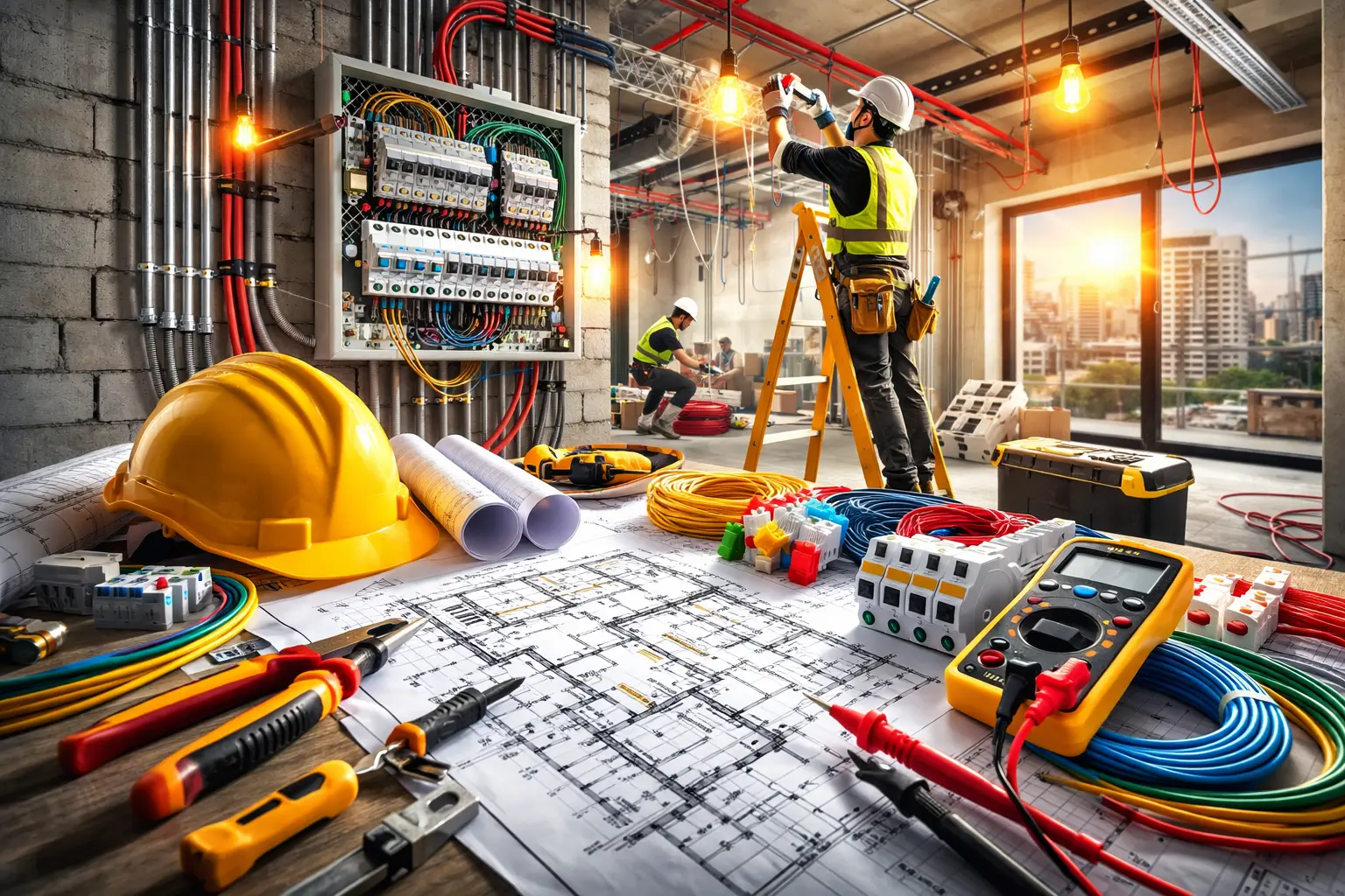 تنفيذ أعمال الكهرباء في المباني