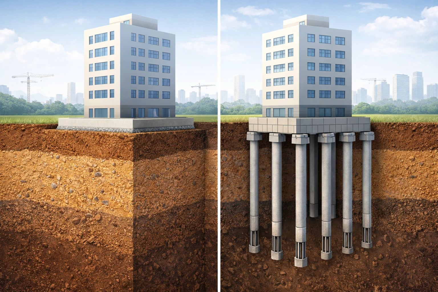 أنواع الأساسات في البناء